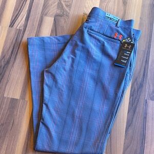 Under Armour Charcoal and Orange Checkered Golf Pants NWT